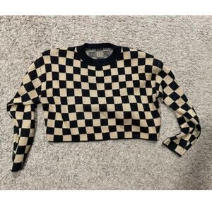 Cropped Sweater Checkered